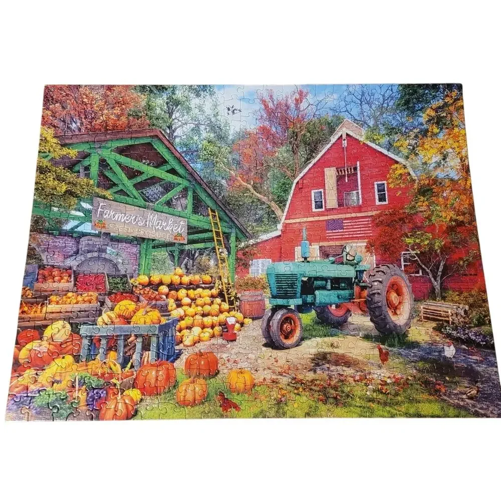 White Mountain FARMER'S MARKET 500 piece puzzle autumn fall COMPLETE